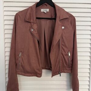 Charlotte Russe |Blush/Mauve/ Dusty Rose Pink Faux Suede Biker Jacket Y2k